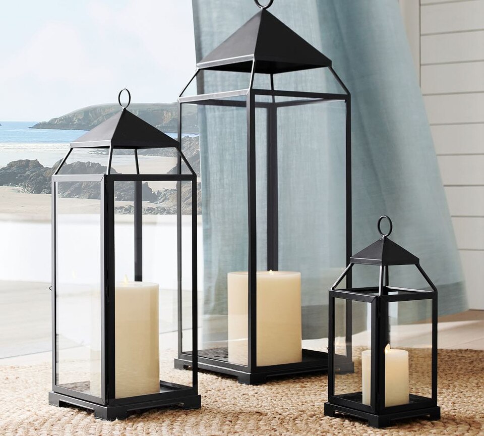 Malta Glass & Metal Indoor/Outdoor Lantern Pottery Barn Australia